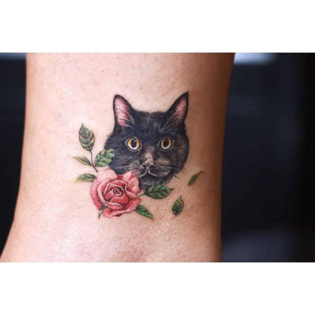 Rosy Cat Tattoo