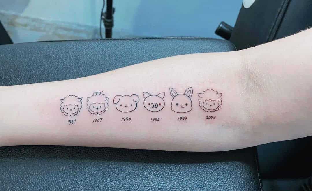 Animals Representing Family Members Tattoo