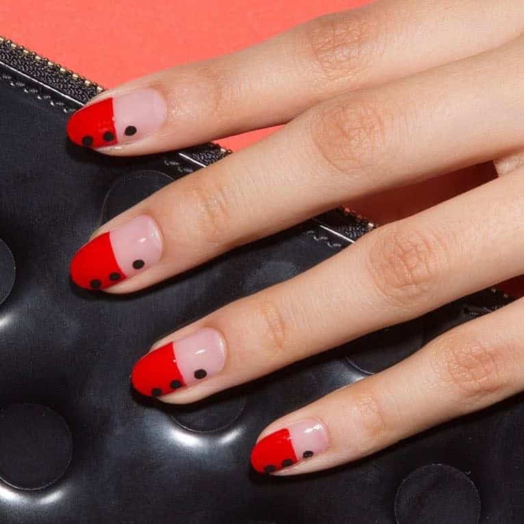 Red Nails With Black Dots