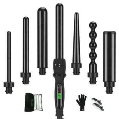 Best Premium Spiral Curling Iron: PARWIN PRO 7 in 1 Curling Wand Set