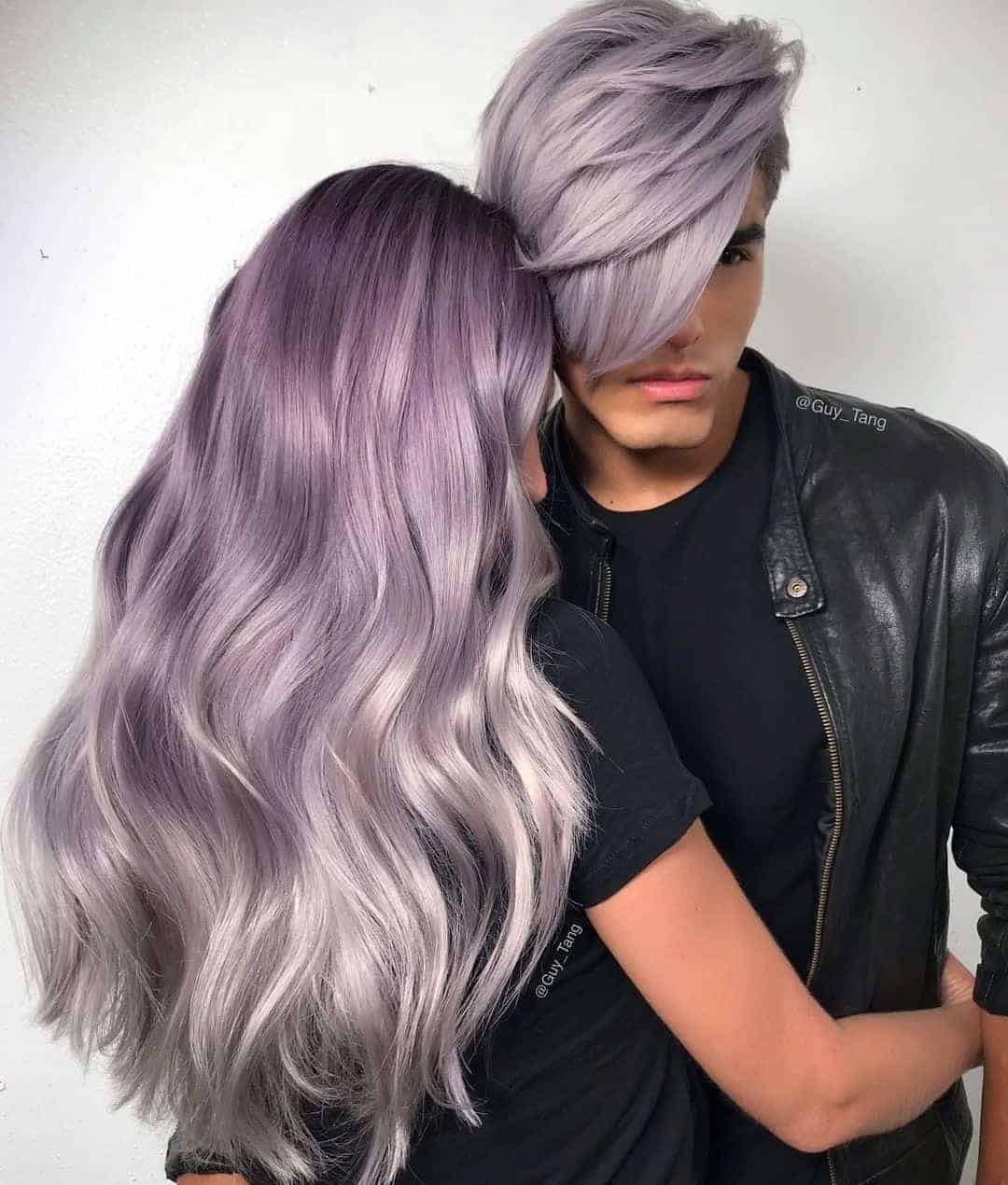 Lavender and Platinum Blonde Ombré Tresses