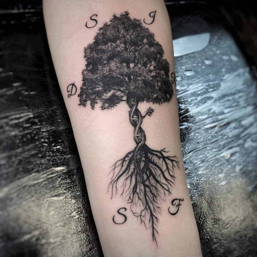 Tree of Life With Initials Family Tattoo