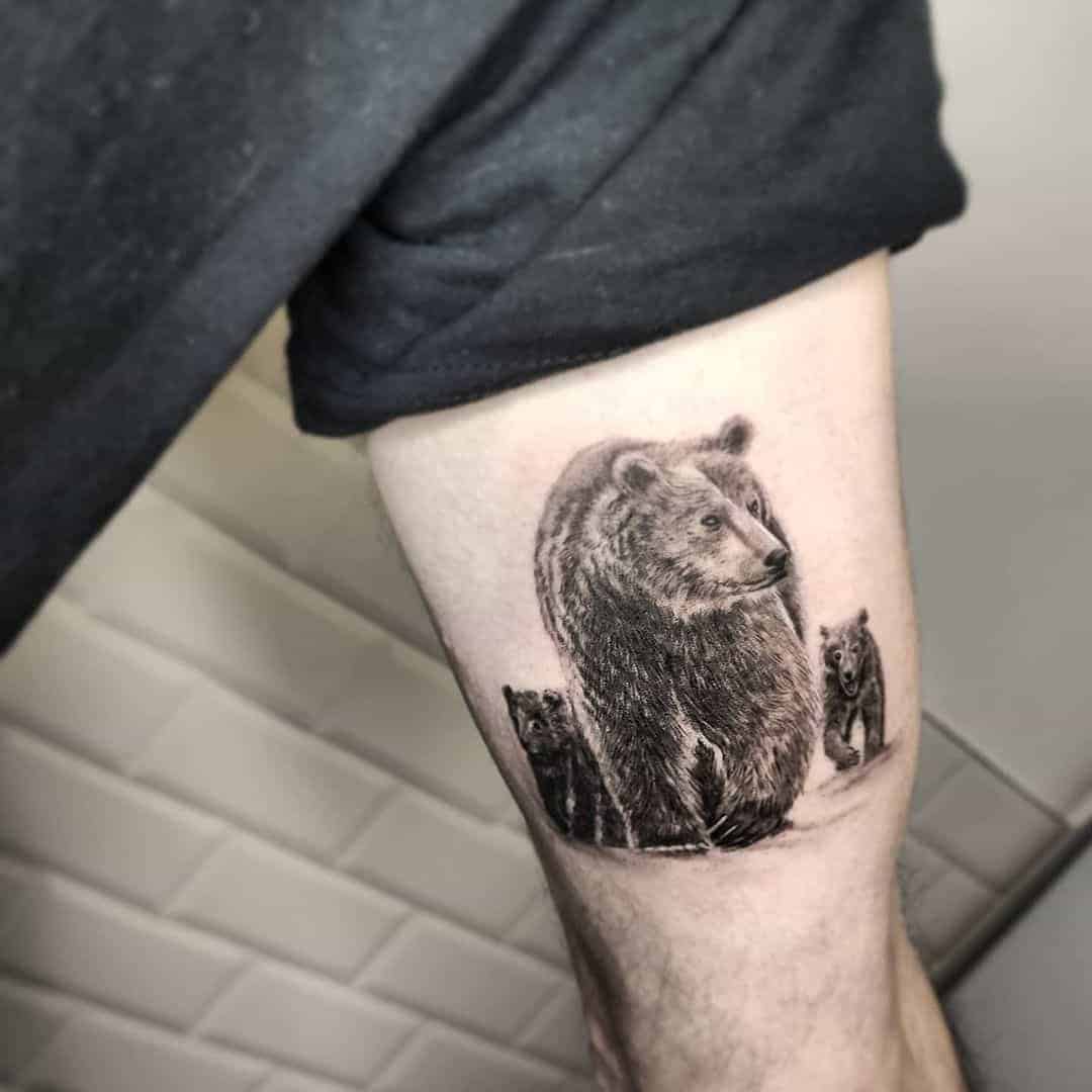 Bear and Cubs Family Tattoo