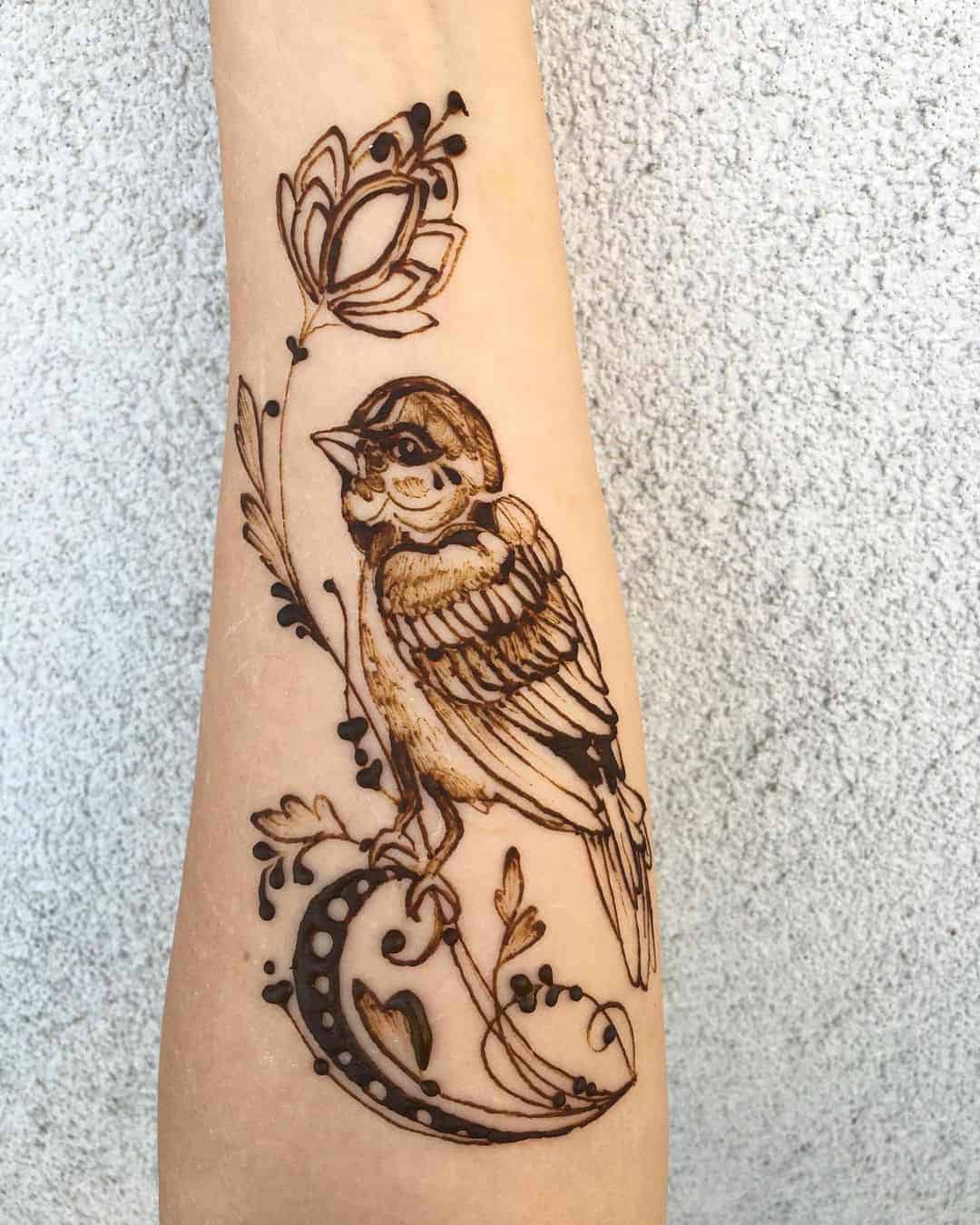 Forearm Bird Henna Tattoo