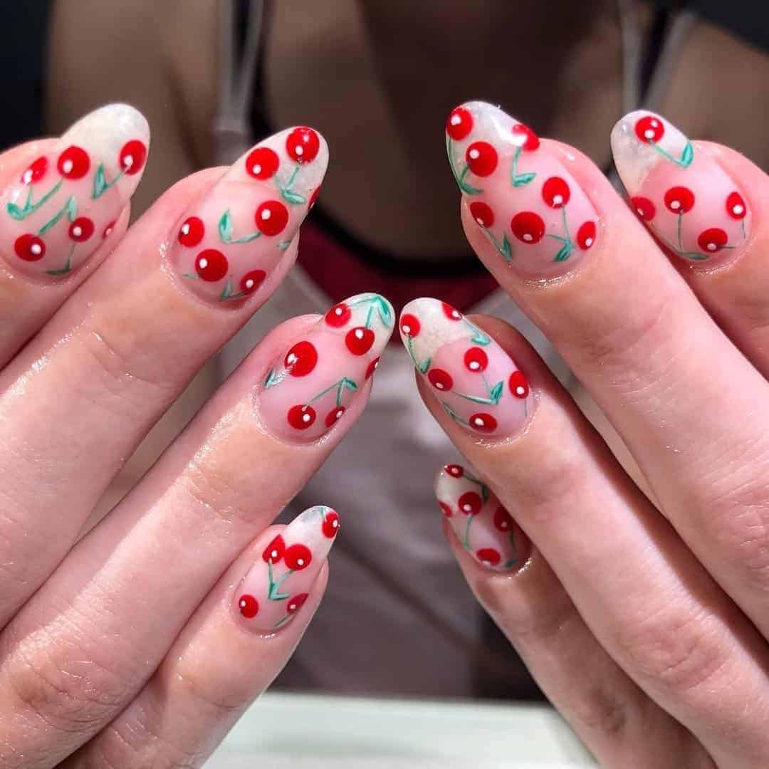 Red Cherries Nail Design