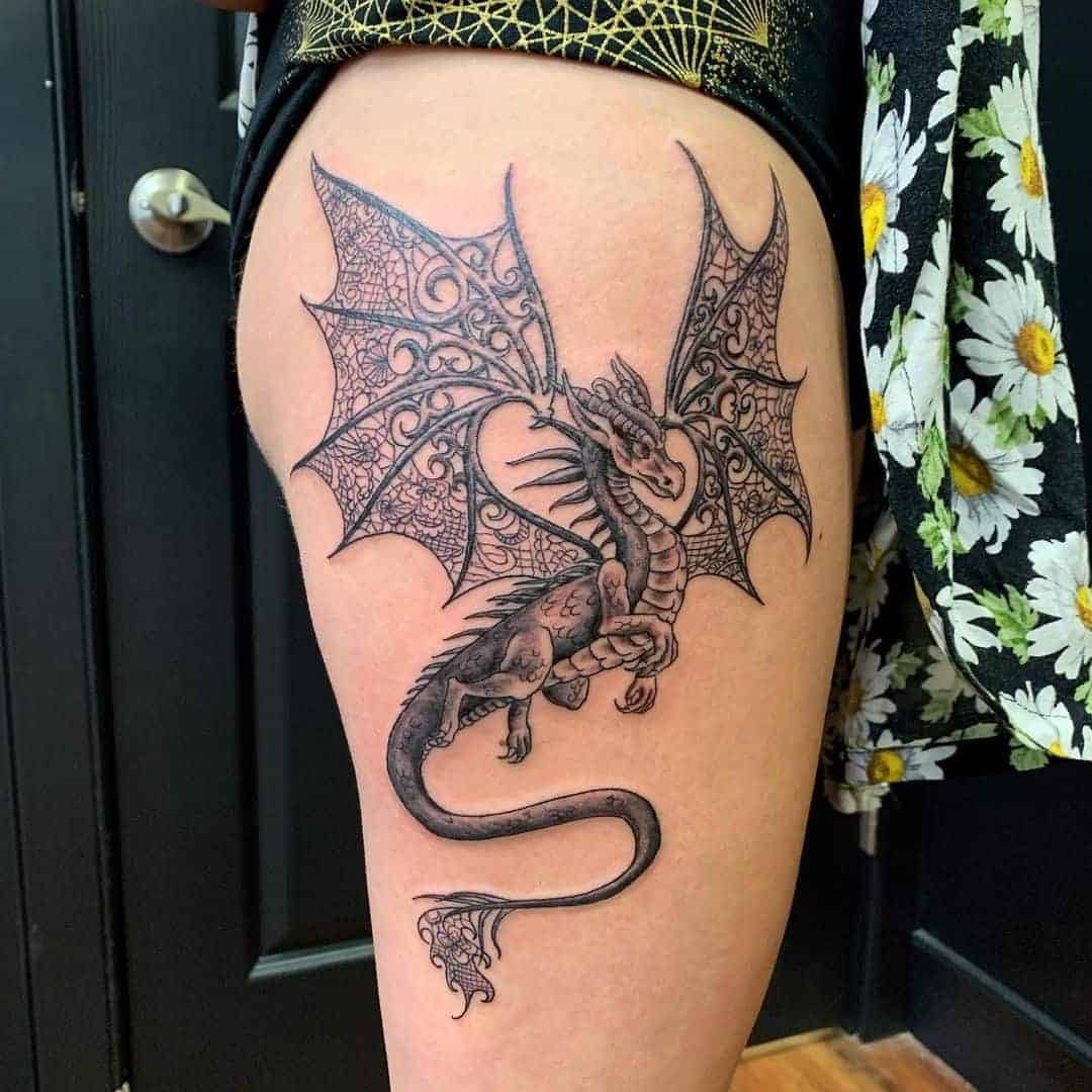 Classic Winged Dragon Tattoo