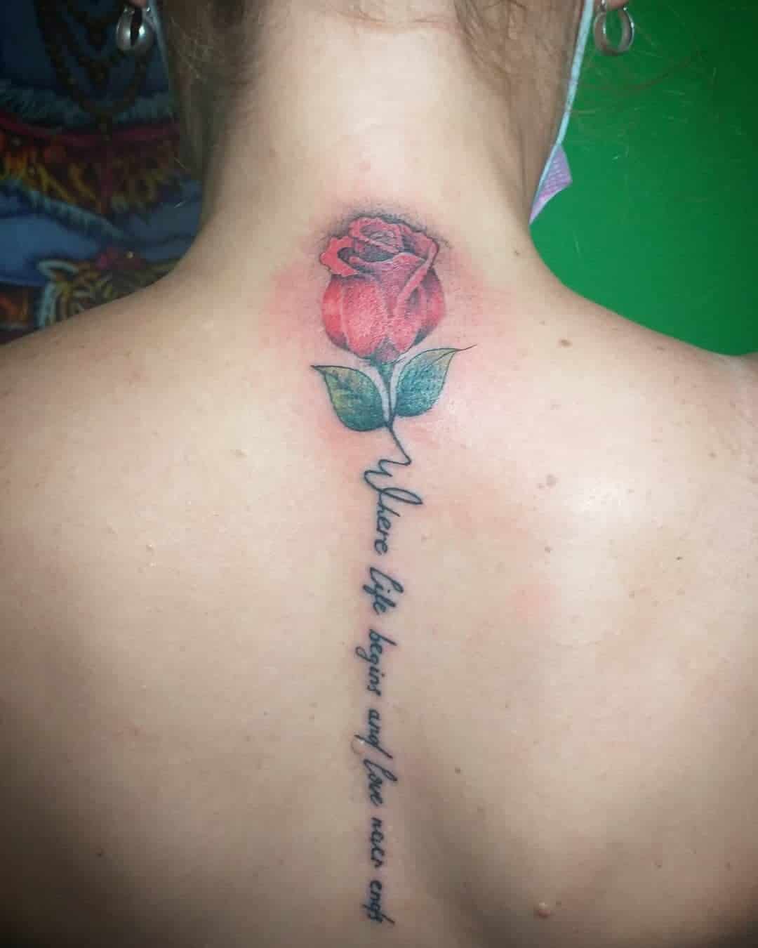 Rose and Quote Tattoo