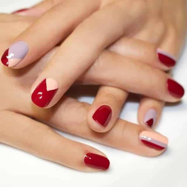 Tricolor Red Nails