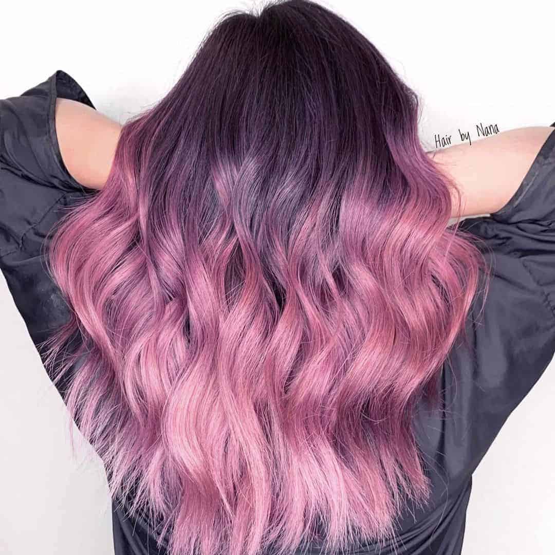 Mauve Pink Balayage Hairstyle