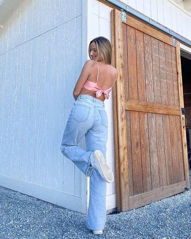 Jeans and Pink Strappy Top