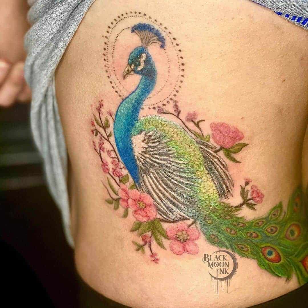 Colorful Peacock Tattoo