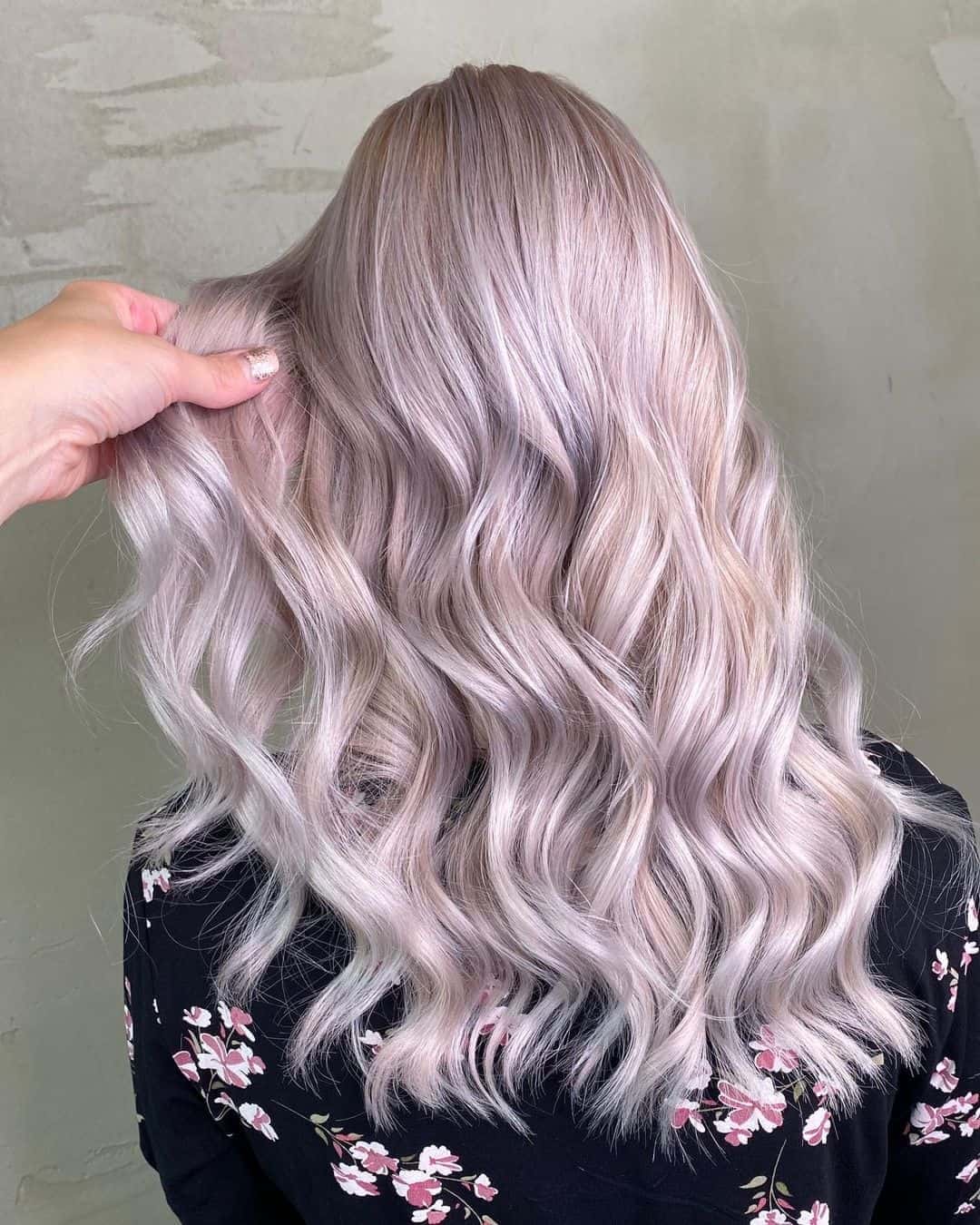 Frosted Pink Bleach Blonde Relaxed Curls