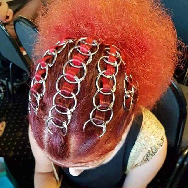 Orange Hair With Silver Hoops