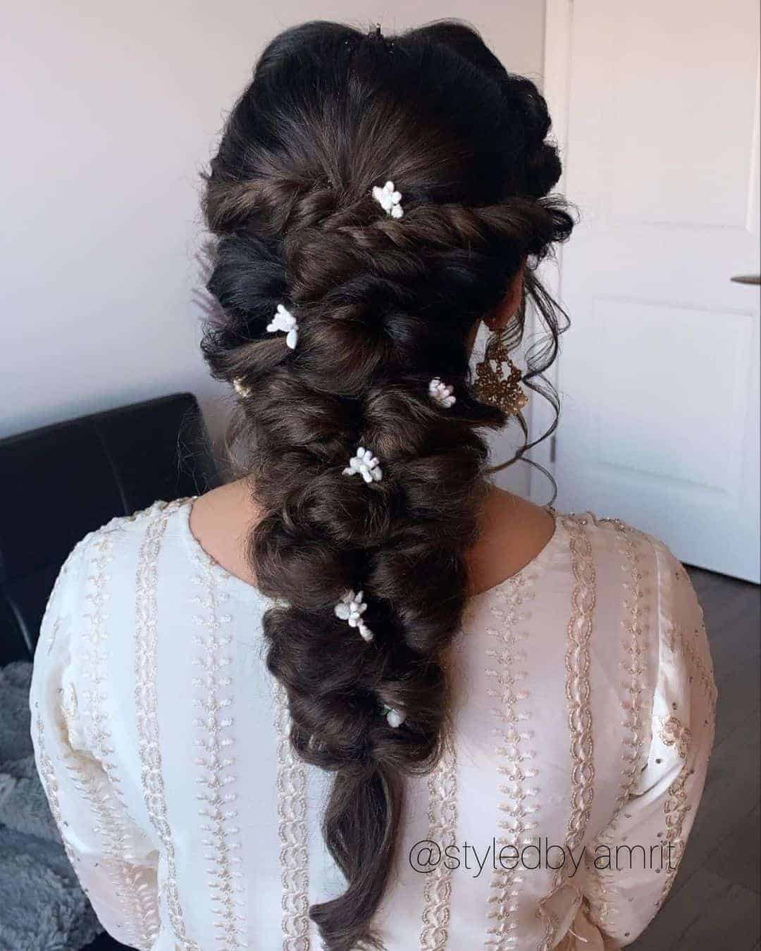 Floral Greek Braids With Small White Flowers