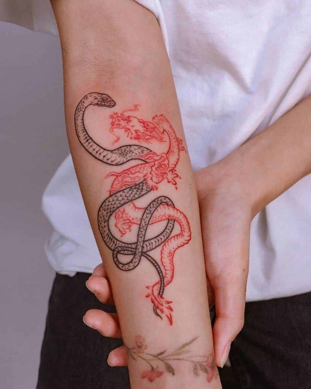 Snake and Dragon Tattoo