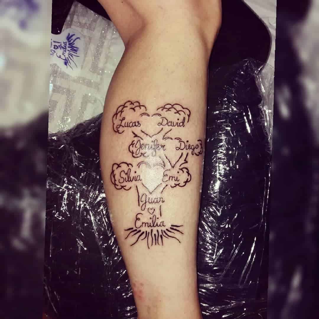 Abstract Family Tree Tattoo With Hearts