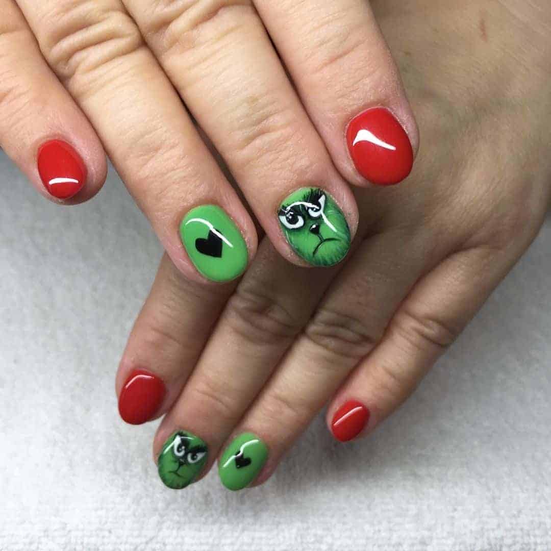 Bold Grinch Christmas Nails