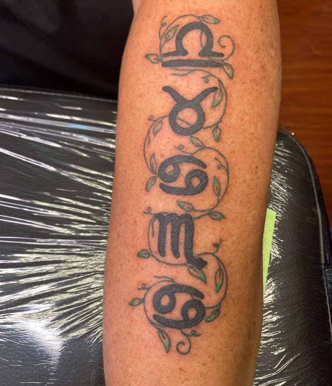 Zodiac Signs Family Tree Tattoo