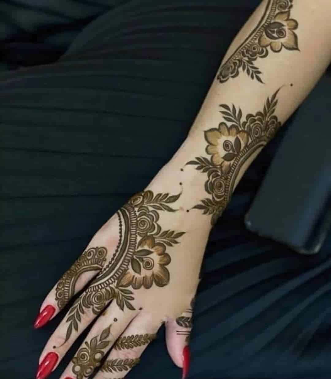 Asymmetrical Floral Henna Tattoo