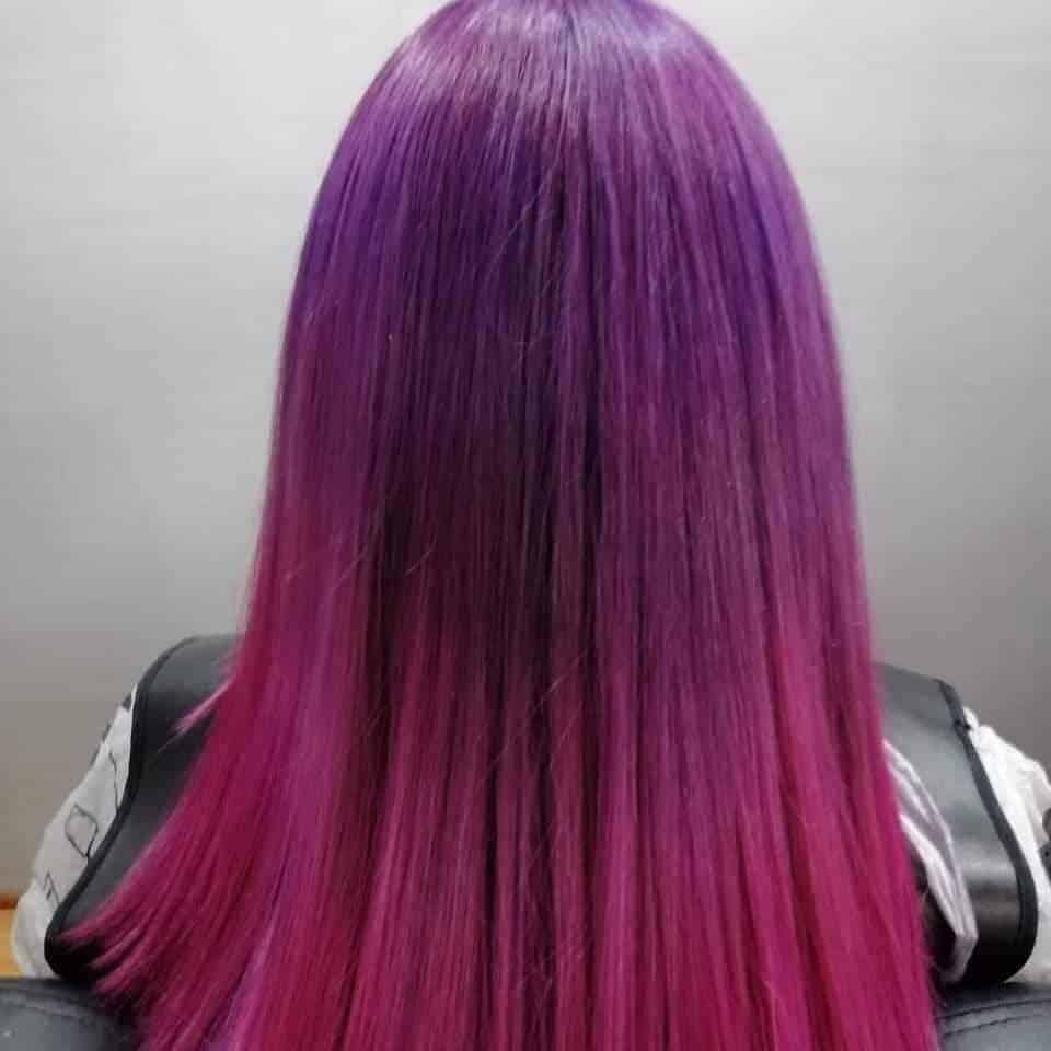 Violet and Lush Pink Straight Ombré Hair