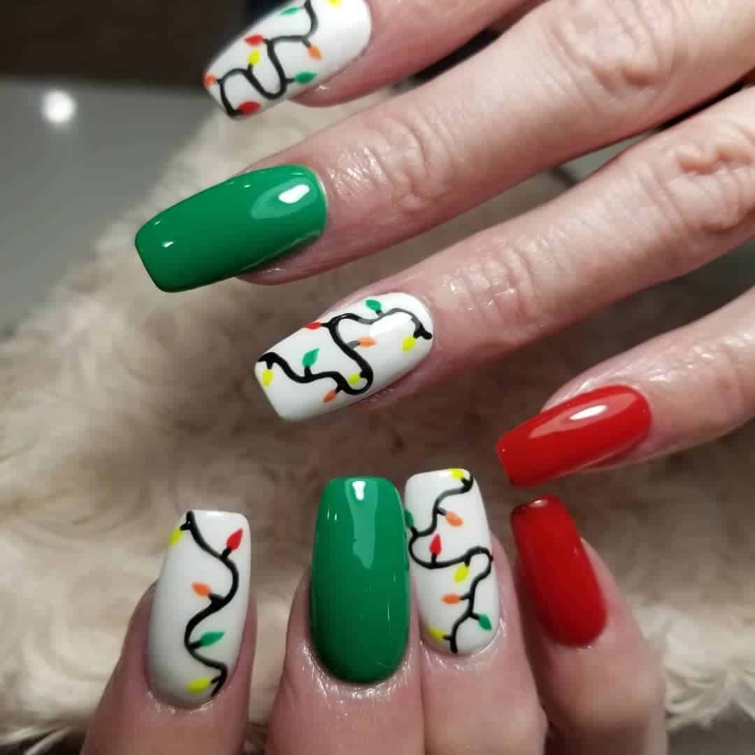 Christmas Light Nails