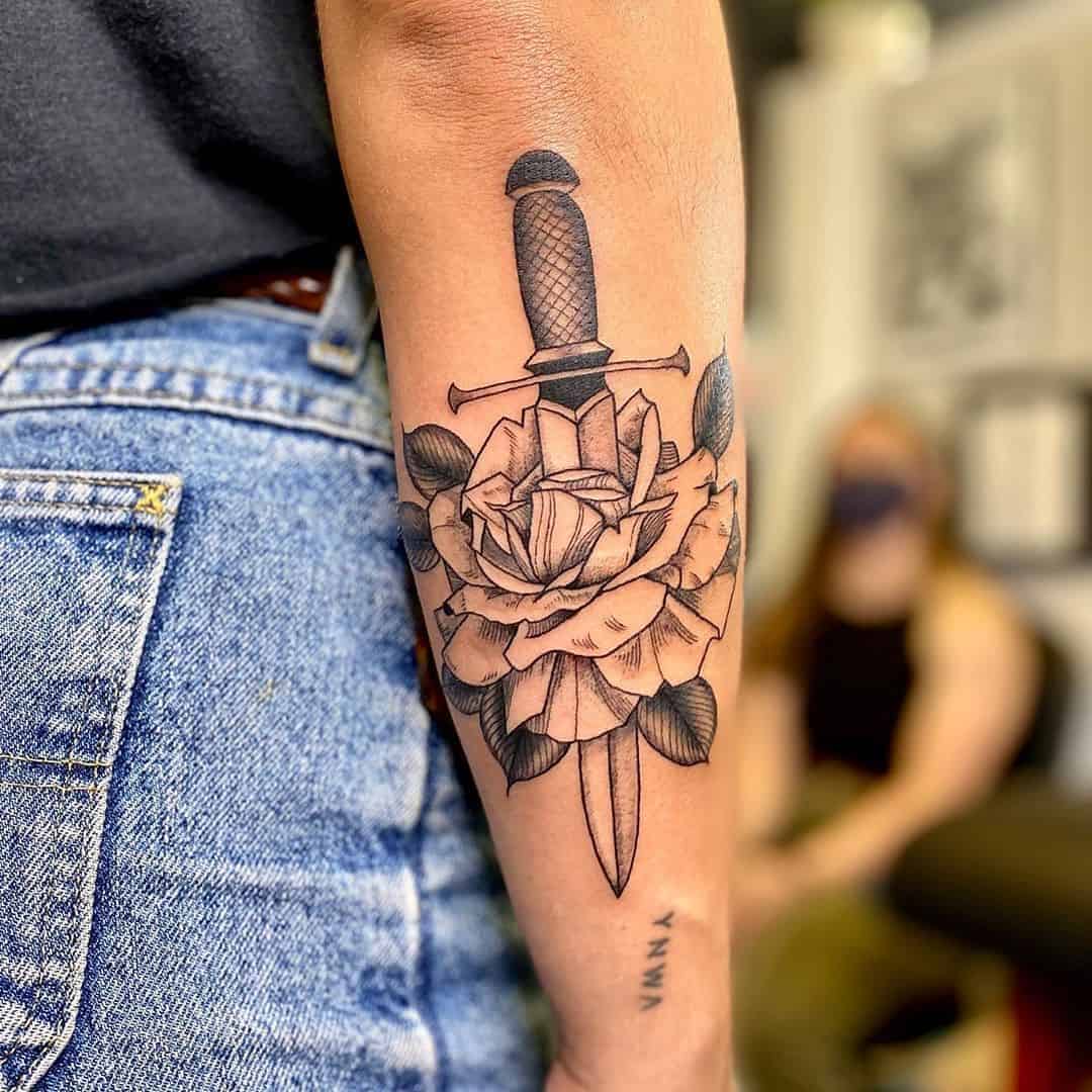 Illustrated Rose and Dagger