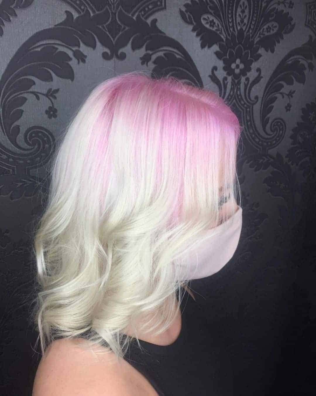 Iced Pink Shadow Roots With Platinum Blonde Hair