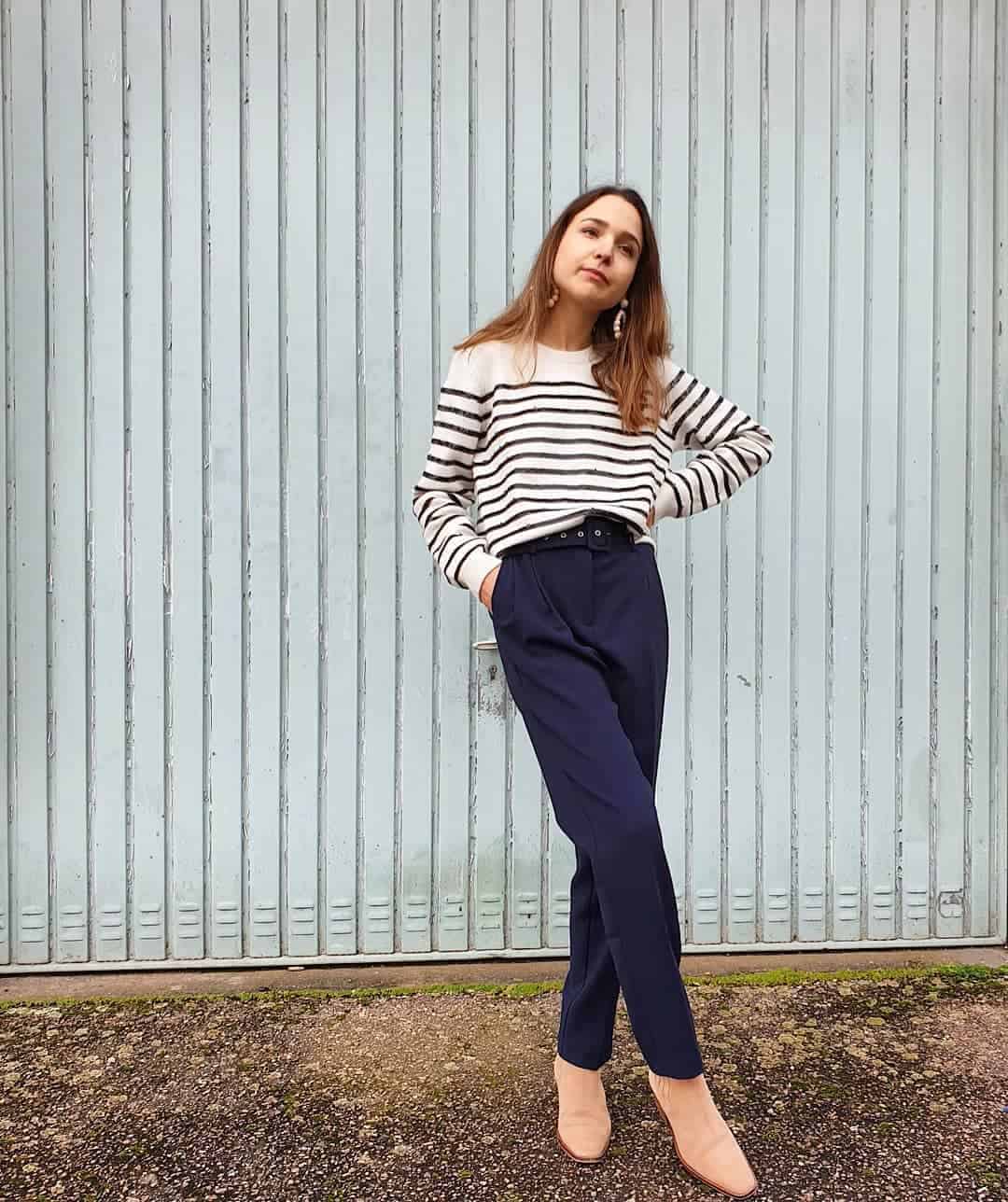 Striped Sweater and Linen Pants