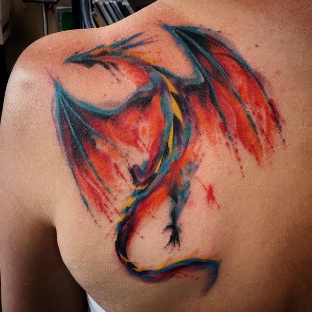 Watercolor Dragon Tattoo