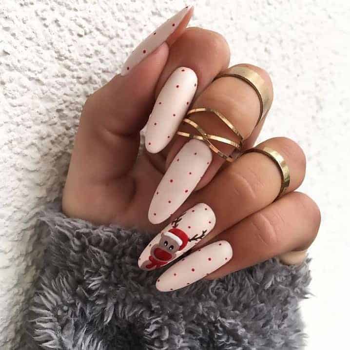 Polka Dot Reindeer Nails