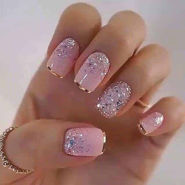 Golden Tipped Nails With Glitter