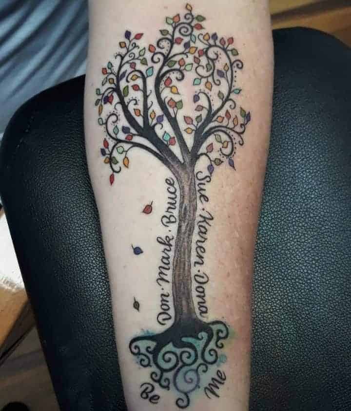 Mandala-Inspired Family Tree Tattoo