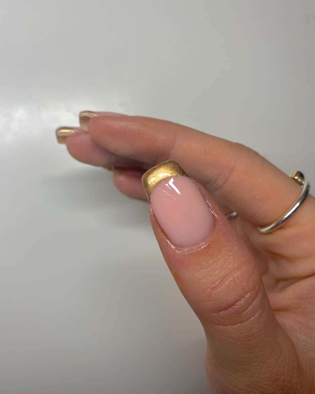 Simple Gold French Tipped Nails