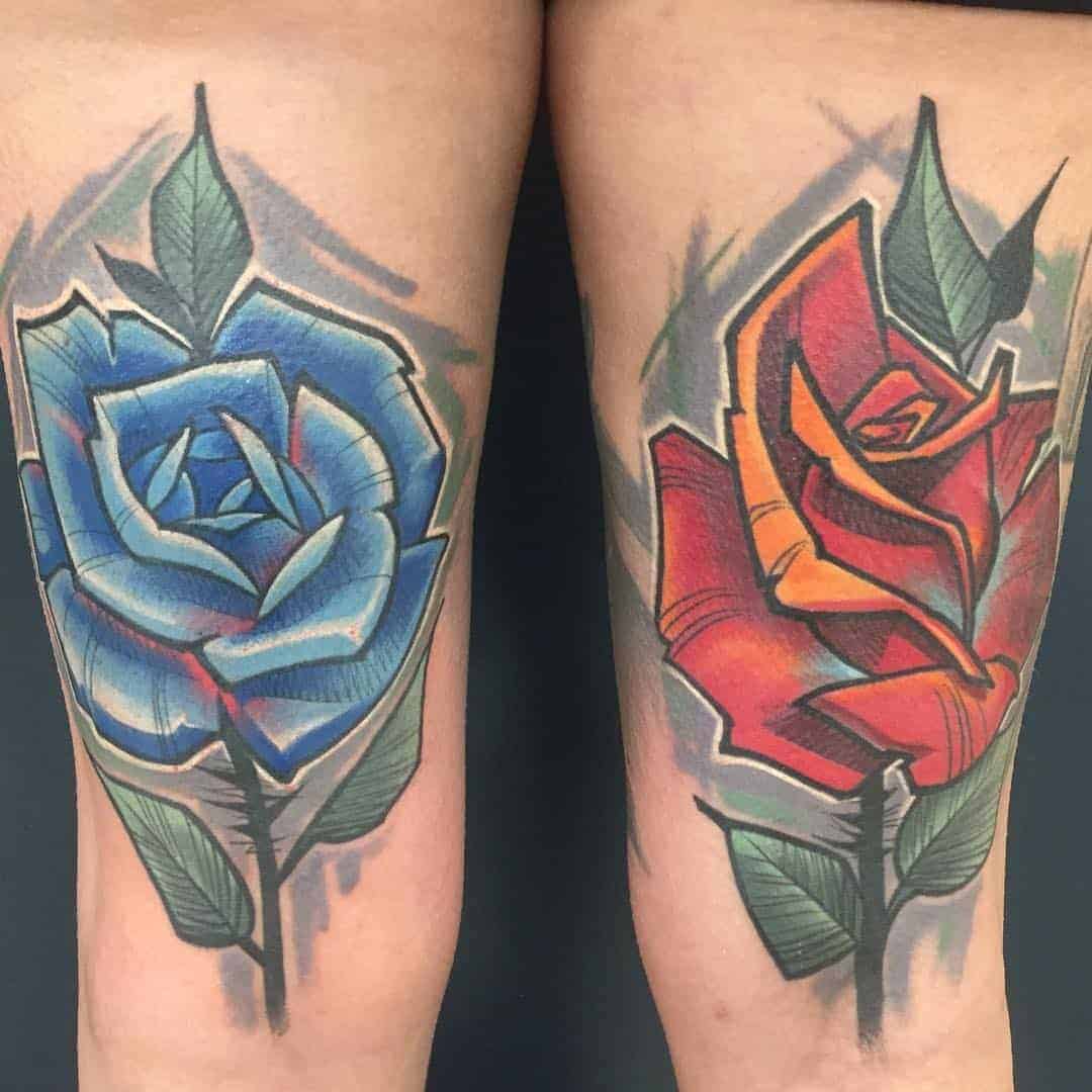 Red and Blue Rose Duo