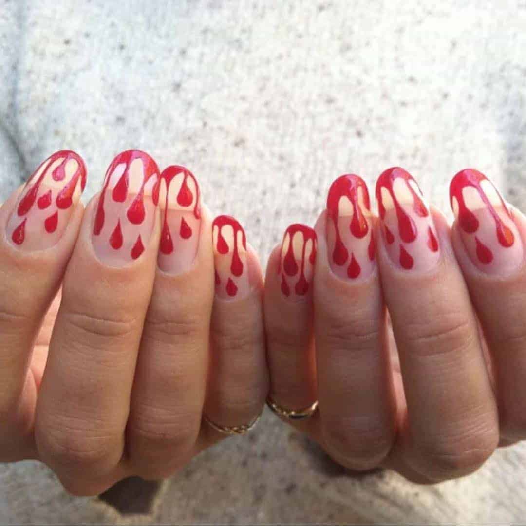 Dripping Blood Red Nails