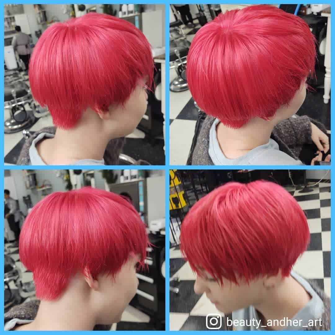 Neon Pink Page Boy Cut Hair