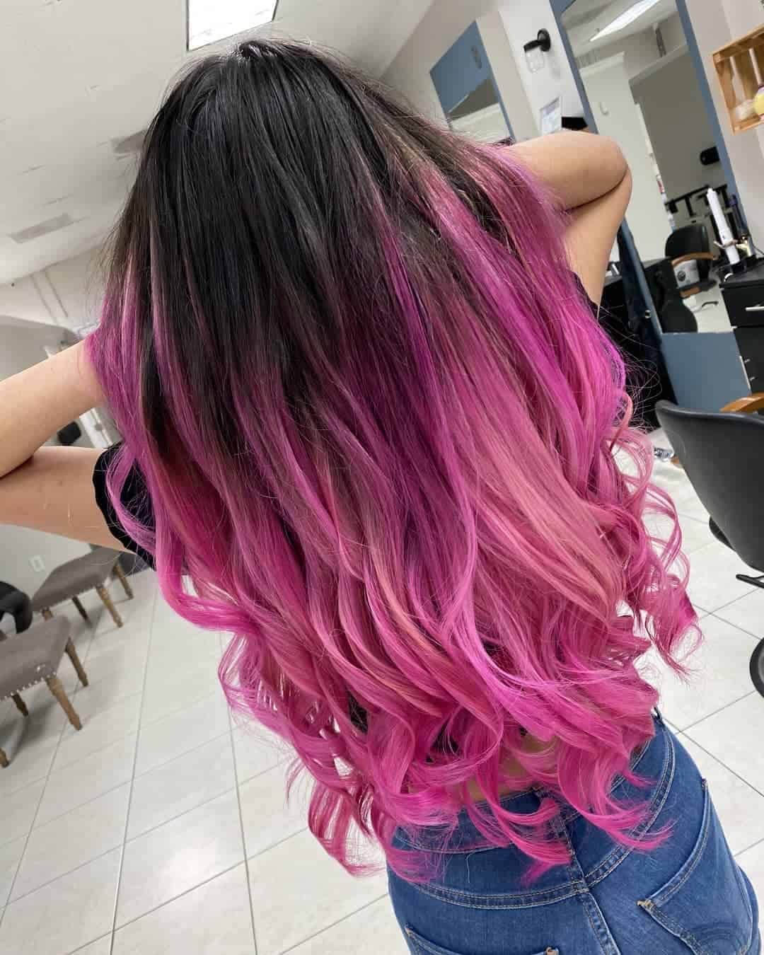 Pink Ombre Fall Hairstyle