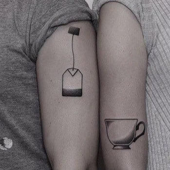 Tea Bag and Mug Matching Tattoos