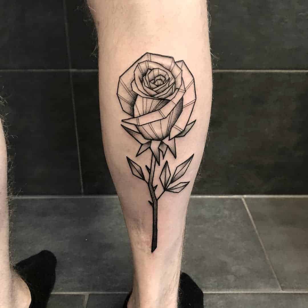 Geometric Rose Tattoo