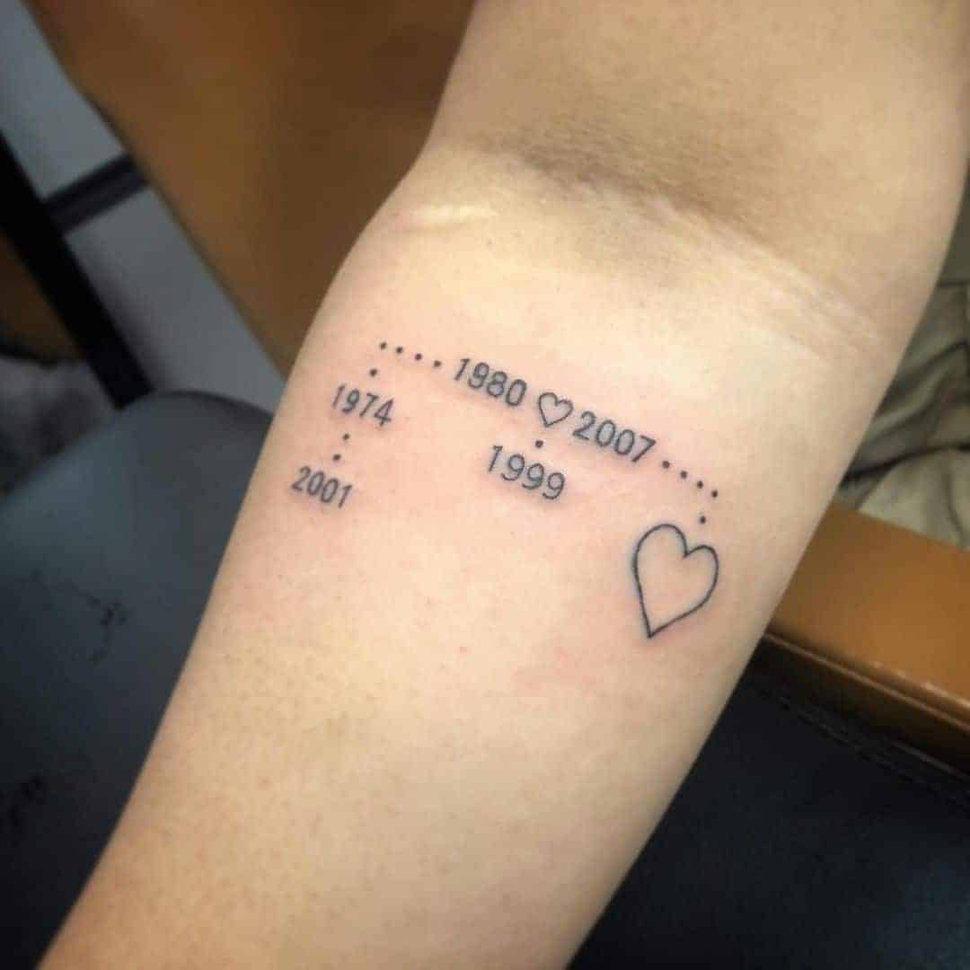 Minimalist Family Tree Tattoo With Dates