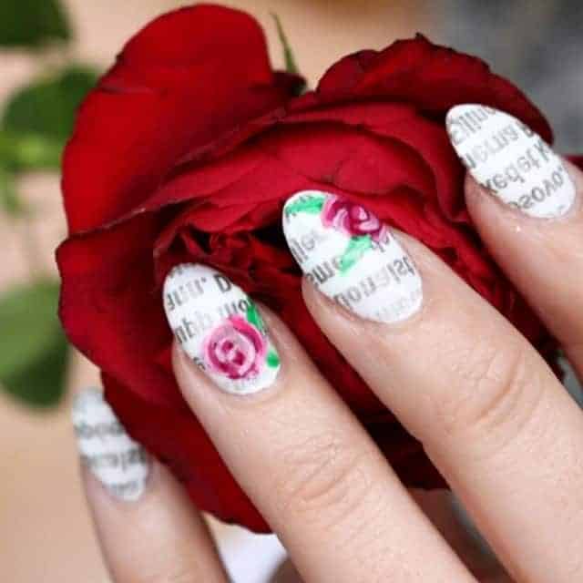 Valentine’s Day Newspaper Nails