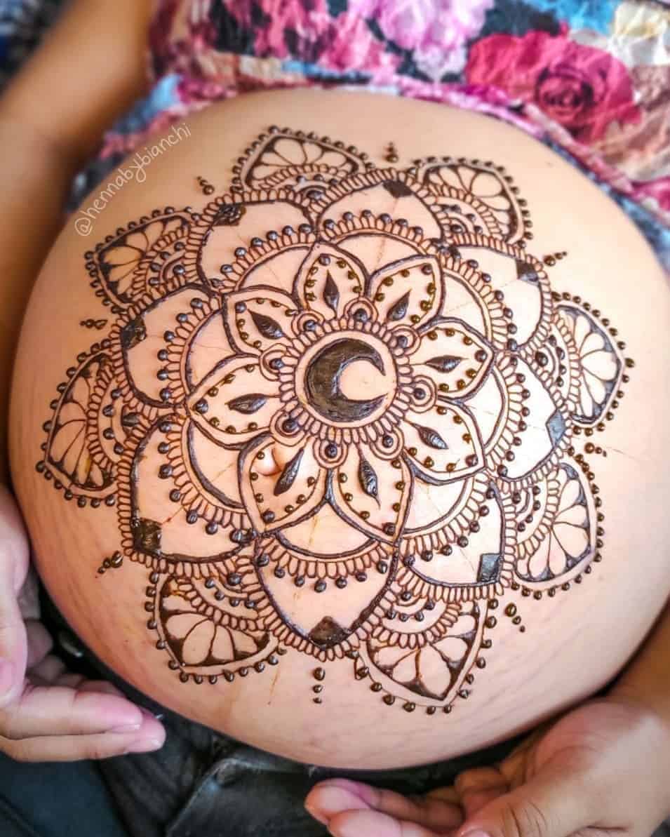 Pregnant Belly Henna Tattoo