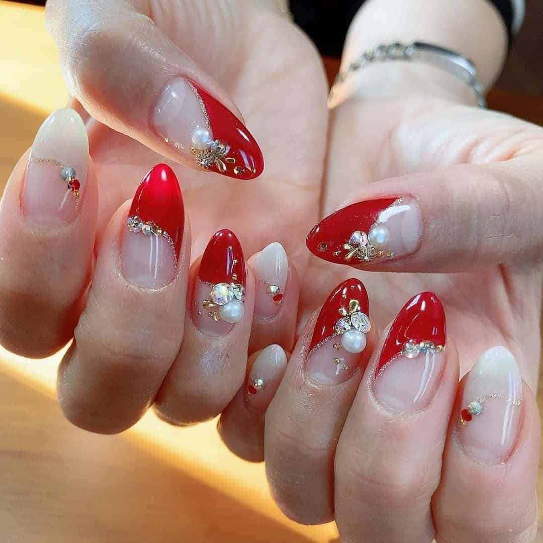 Christmas Nails With Red French Tips