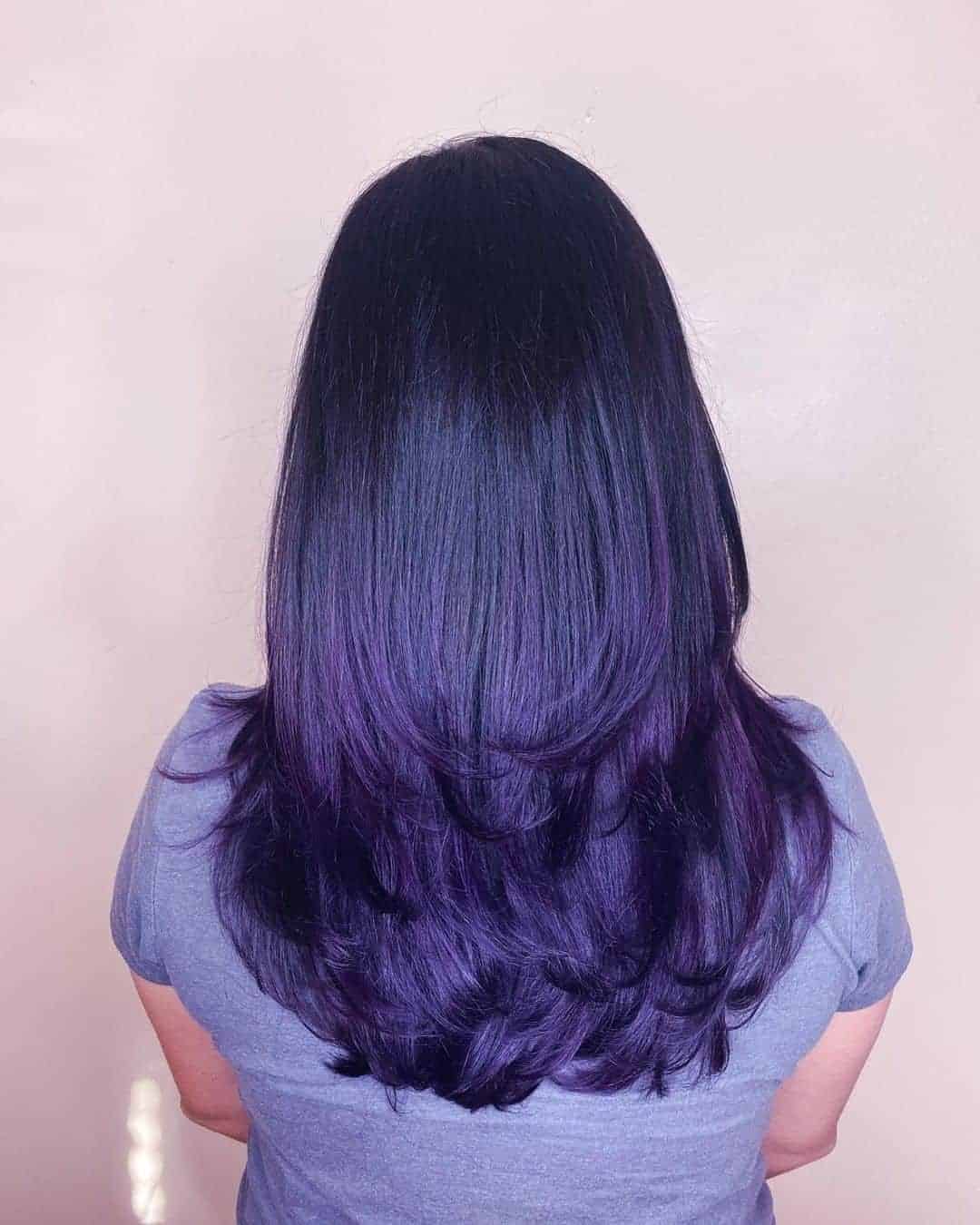 Purple Balayage on Dark Hair