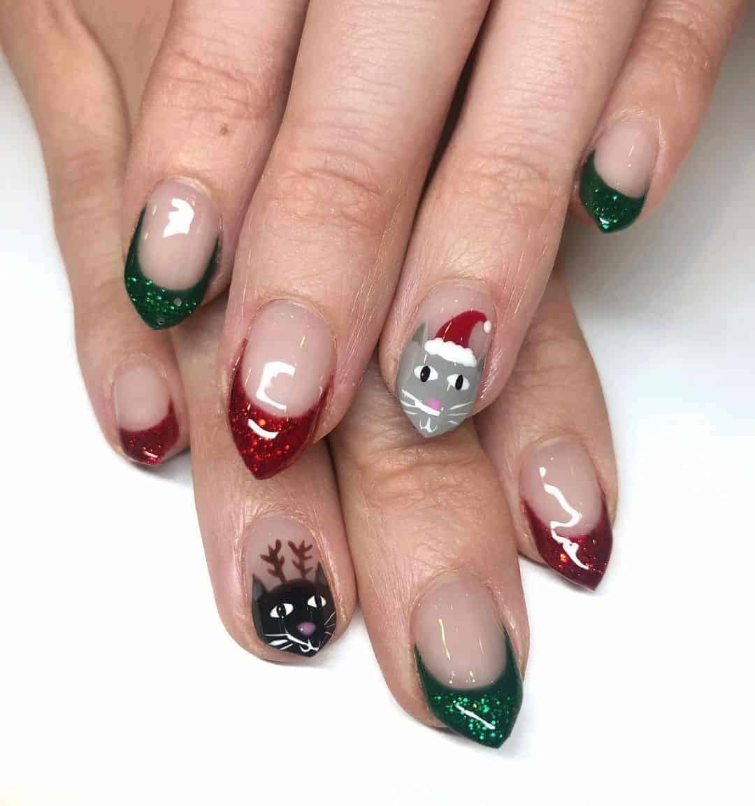 Christmas Cat Nails