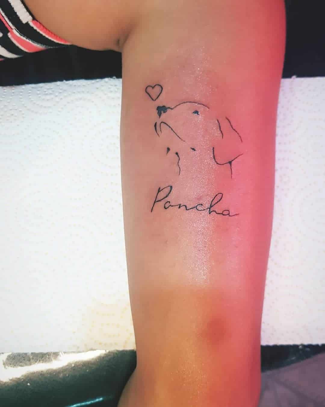 Minimalist Dog and Name Tattoo