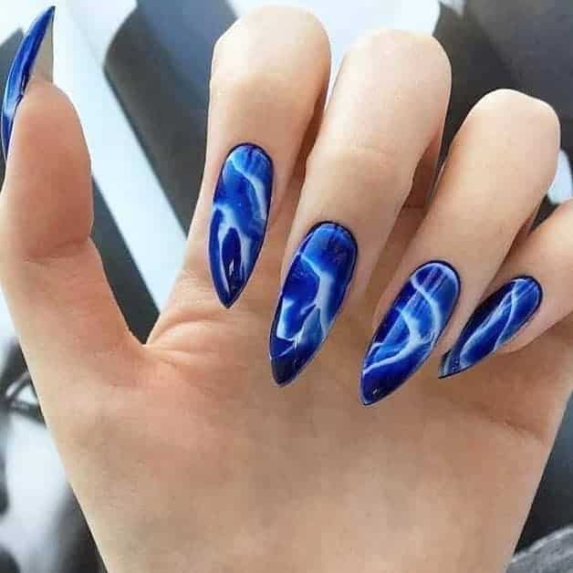 Blue Gemstone Nail Art