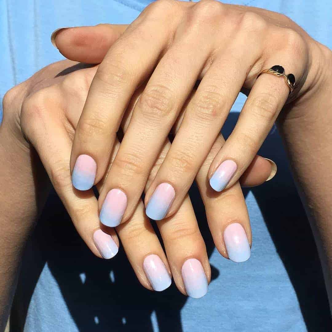 Pastel Pink and Blue Nails