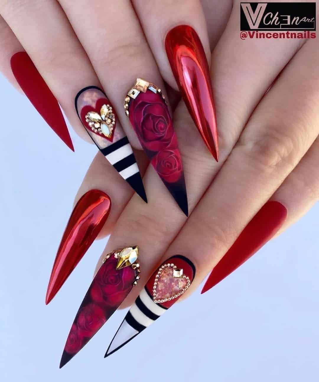 Red Rose Nail Art