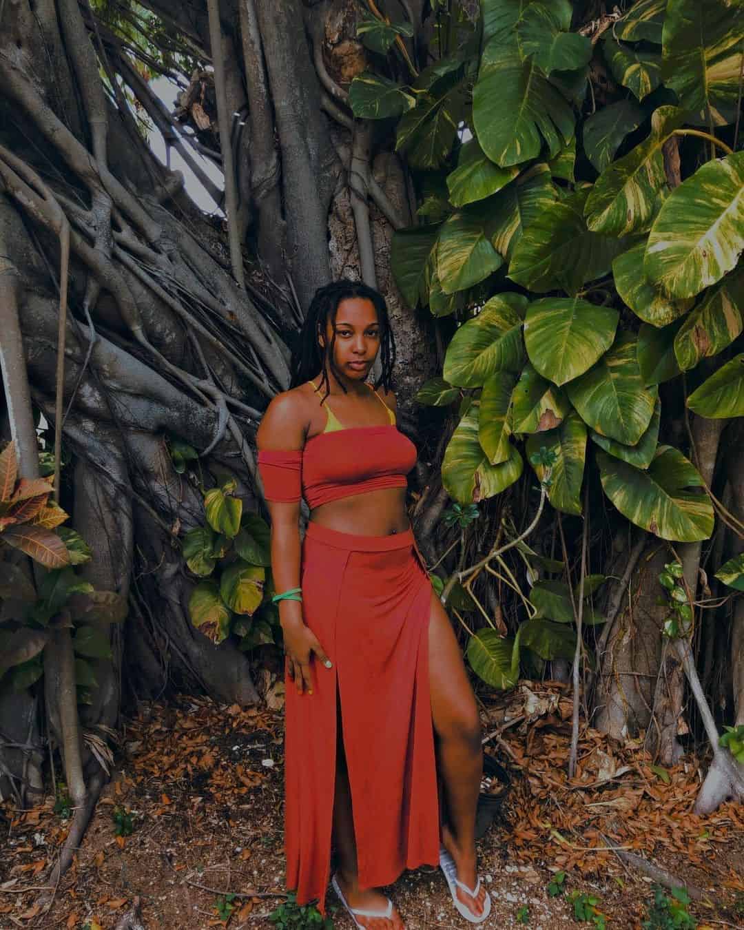 Double Slit Long Skirt and Crop Top Summer Outfit